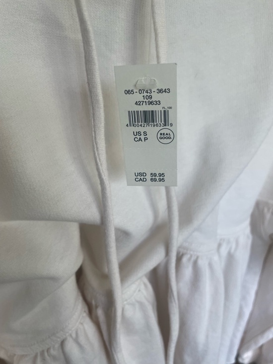 aerie Off-White Hooded Peplum Pullover - Picture 5 of 6